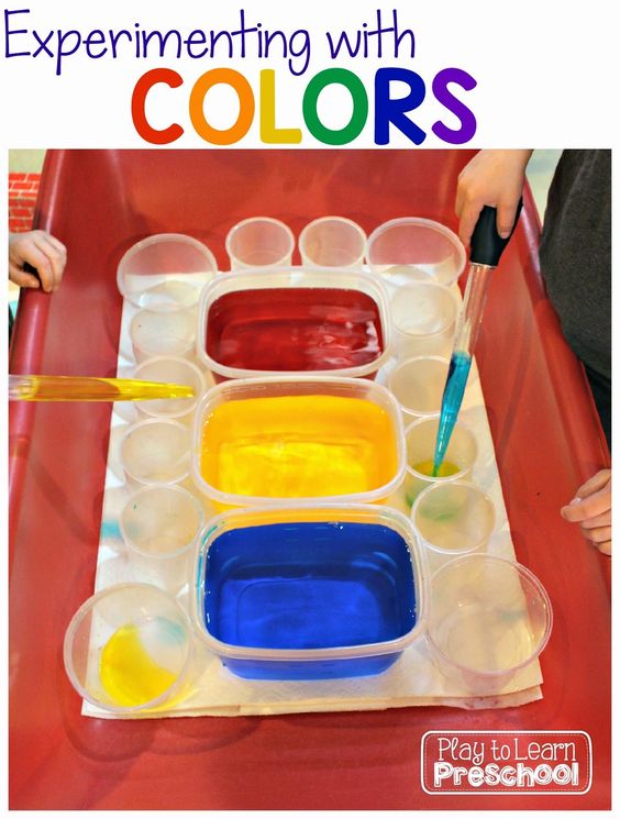 color mixing activity with food coloring